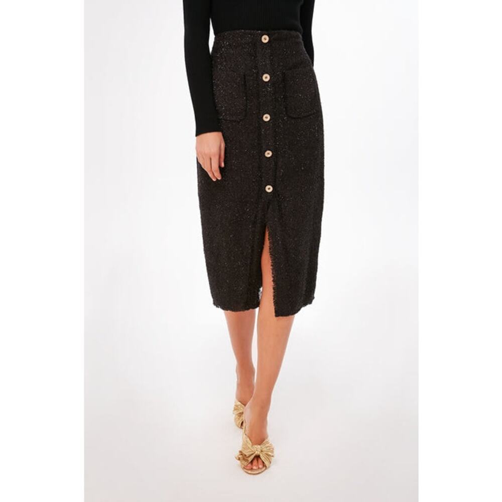 Pomander Place Tweed Laurelle Midi Skirt black sz XL 14 new with tags $149 WS52